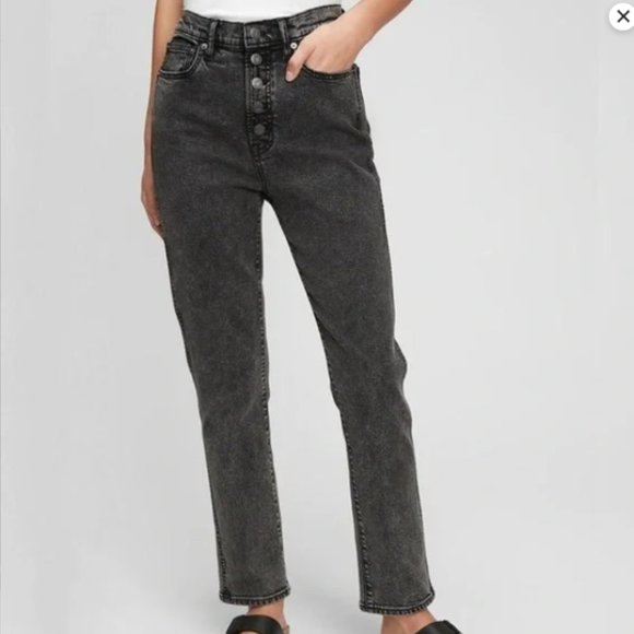 Relaxed GAP Factory Women's Size 31 High Rise Button Fly Slim Jeans in Black - Picture 1 of 8